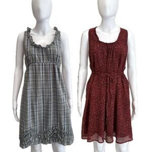 Converse Mini Skater Dress Bundle Size Small Scoop Neck Plaid Ruffle Trim Y2K